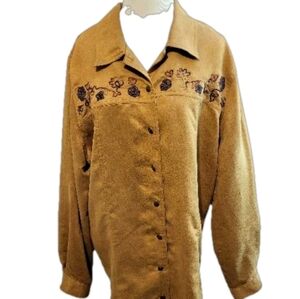 Light Tan Long Sleeve Button-Down Shirt in a size 1X